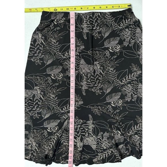 JKLA California Embroidered A Line Black Floral Skirt Ruffle Hem Stretch Sz M - Picture 4 of 6